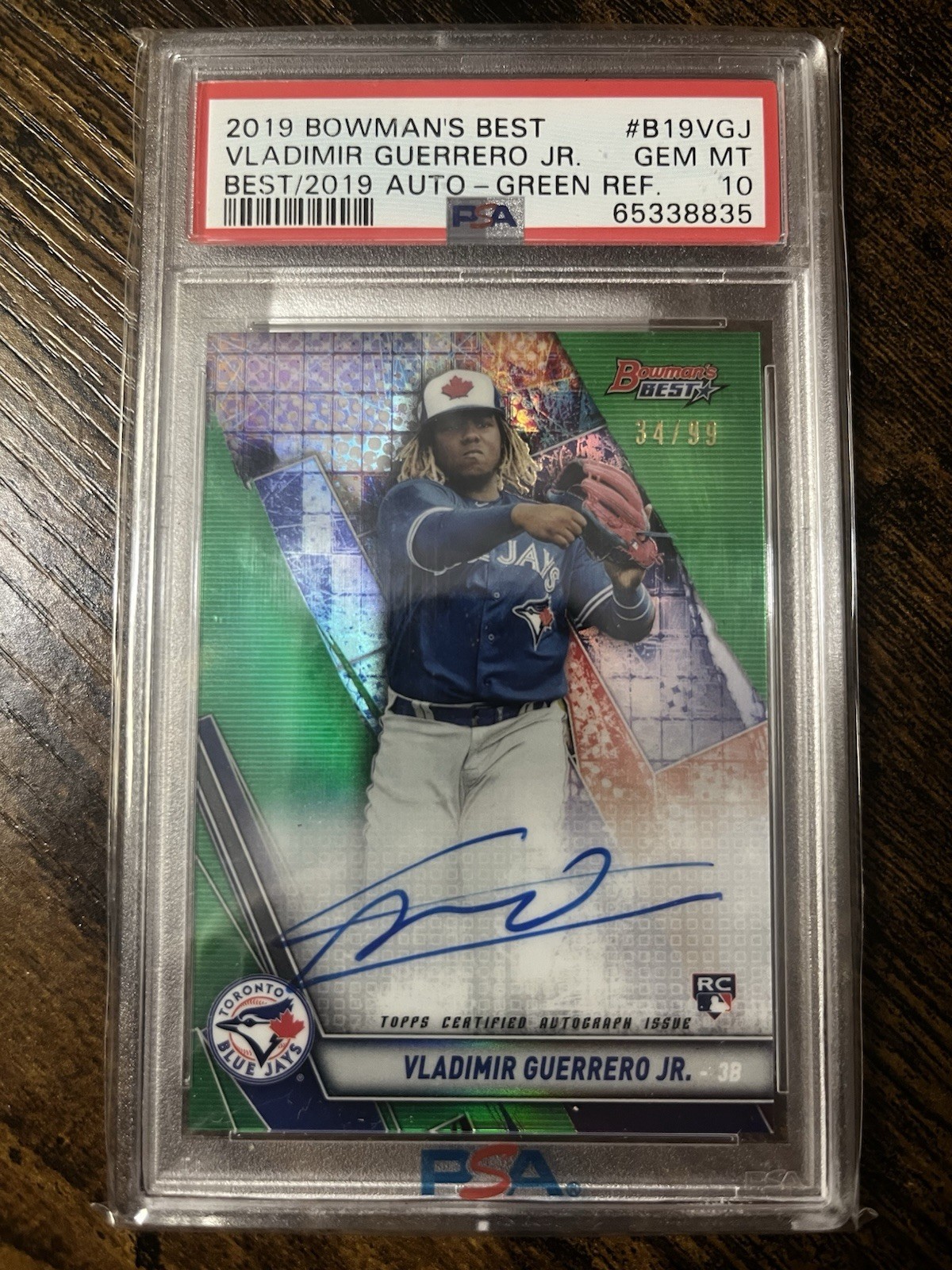 2019 Bowman's Best Vladimir Guerrero Jr Green /99 RC Auto PSA 10