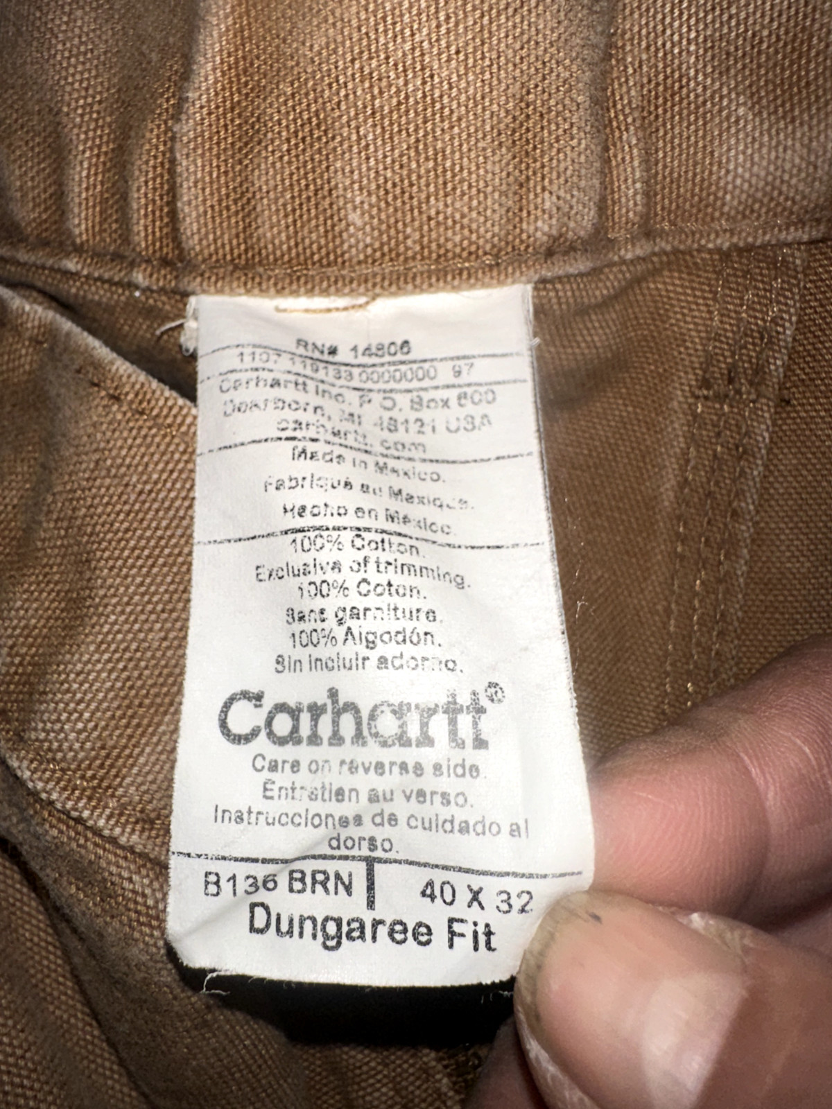 Carhartt Jeans Relaxed Fit Men’s 40in X 32in   RN# 14806 Carpenter Pocket Work thumbnail 3