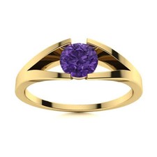 925 Silver Amethyst Stone New Solitaire Mother Anniversary Engagement Ring