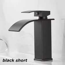 Hot and Cold Stainless Steel Waterfall Wash Basin High and Low Faucet Black Toil