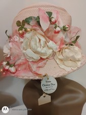 Vintage Flower and Straw Ladies Hat Lot Christian Dior Tag
