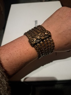 Rare Stephen Dweck Bronze Multi Strand Floral Bracelet