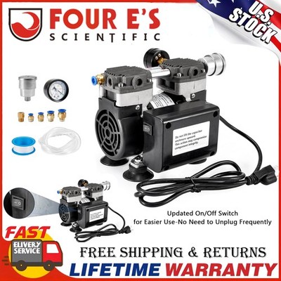 Lab Vacuum Pump 50 L/Min, Oilless Pump with Upgraded Capacitor, Vacuum Meter New