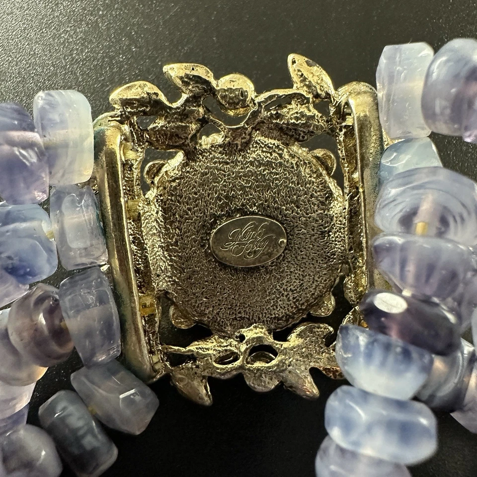 Brazalete Firmado Kirks Folly Moon Cara Púrpura 3 Hilos Banda Iridiscente RS #355 Foto 3 de 4