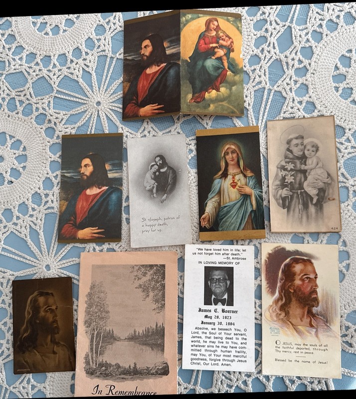 Lot of 9 memorial cards circa 1939- 1980s