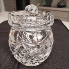 Vintage Decorative Cut Glass Lidded Preserve Jam Pot 