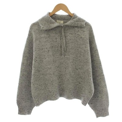BEAMS HEART 25AW Knit Sweater Gray Half Zip Long Sleeve Rib Collar /LP19