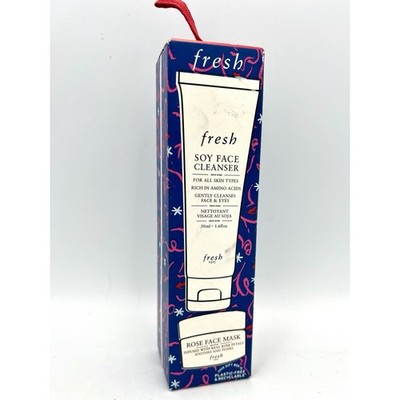 FRESH Soy Face Cleanser & Rose Face Mask Cleanse & Mask Duo Travel Gift Set