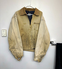 Carhartt Detroit Men's Beige Full Zip Lined Work Jacket Corduroy Collar XL