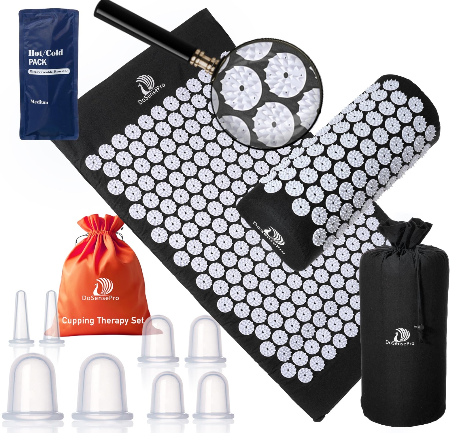 Wellness Bundle: Acupressure Mat & Pillow Set with Hot/Cold Gel Pack + Silico…
