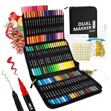 Markers for Adult Coloring Books No Bleeding, 72 Colors Dual Tip Coloring Mar...