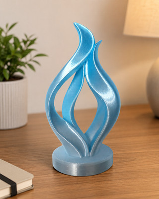 Glänzende blaue Flamme Skulptur 15cm 3D Druck Abstrakt Schreibtisch Regal Deko Geschenk