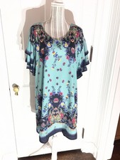 Umgee Medium NWT Floral Ruffle Sleeve Dress Tunic Boho Women’s D348