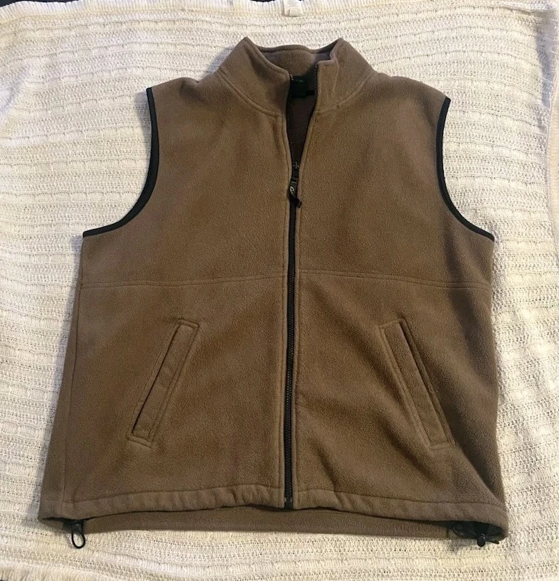 Cabela's Men's L Olive Brown Fleece Vest Full Zip Outdoor Casual Layering XL