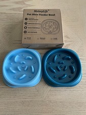 Mateeylfe Slow 1 Cup Feeder Cat/Dog Bowls 2 Pieces for Small-Medium Breeds New