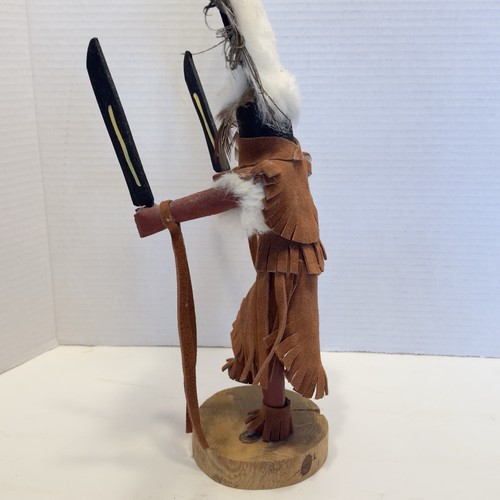 Apache Crown Dancer Kachina Doll Native American Navajo Suede 18” Artist Signed - Picture 6 of 16