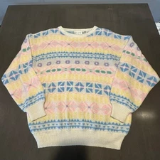 Gitano Ma Vintage M Sweater Pastel Floral Crew Neck 80's Cosplay Easter Spring