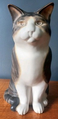 Große Vintage Moorside Designs sitzende Keramik Katze - Toby - 24,5 cm groß