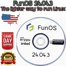 FUN OS 24.04.3 Bootable Live/Installer DVD - Light Linux 64  Bit OS - SAME DAY