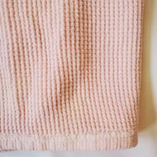 Vintage Cozy Baby Products Pink Thermal Blanket JE Morgan USA Made Waffle Weave