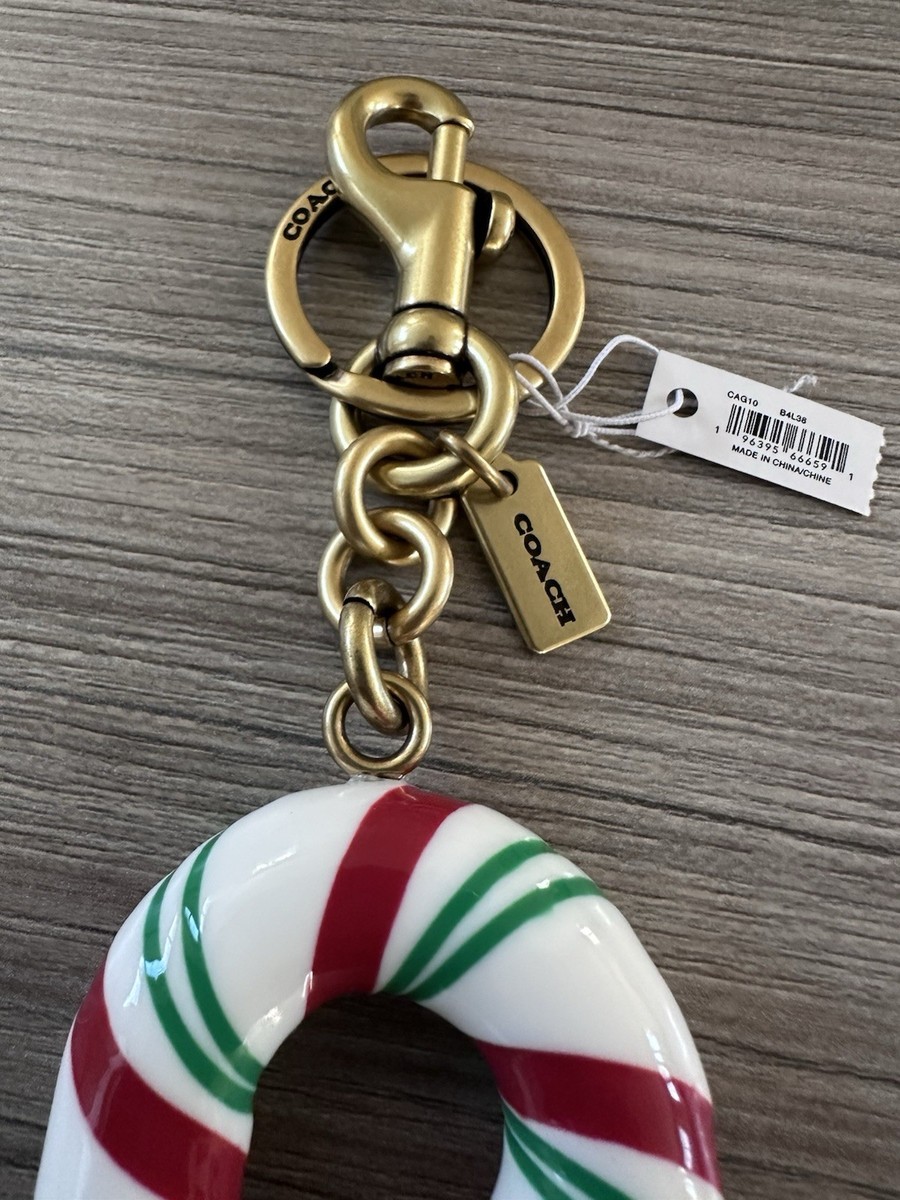 NWT Coach Resin Enamel Candy Cane Bag Charm Keychain Fob CAG10 - Main Image