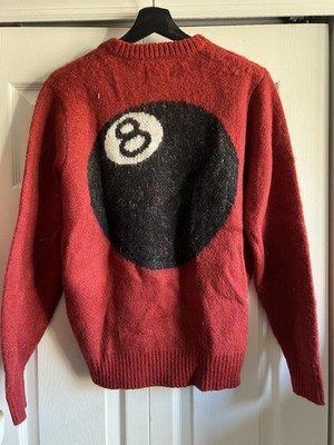 Stüssy 8 Ball Sweater Red Heavy Brushed Mohair Knit Crewneck Rare
