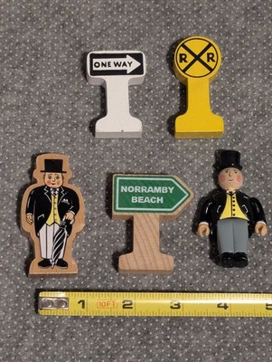 Thomas Friends Wooden Railway Train Lot 2 Sir Topham Hatt + Norramby Misc Signs