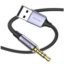 USB to 3.5mm TRRS Audio Jack Adapter with Microphone, USB Male 1 meters Black