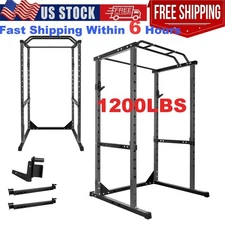 Power Cage 1200 LBS Adjustable Power Rack Squat Rack for Home Gym Fitness Black