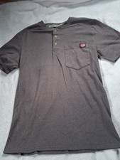 Wrangler "Workwear" Mens, Gray Henley,Cotton Blend Pocket Shirt Size Small