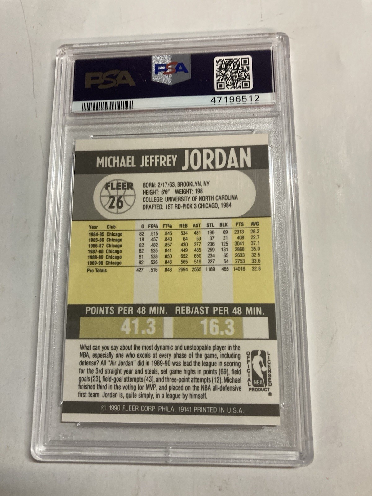 Psa 8 1990 Fleer Michael Jordan #26 Chicago Bulls Super Clean *JJSTOYZ* view 2