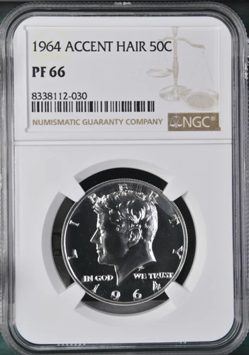 1964 Accented Hair Silver Proof Kennedy Half Dollar NGC PF66 BBC