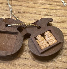 Antique VTG Japanese Netsuke Obi Charm Set Rosewood t/shell Carved skull Hotei