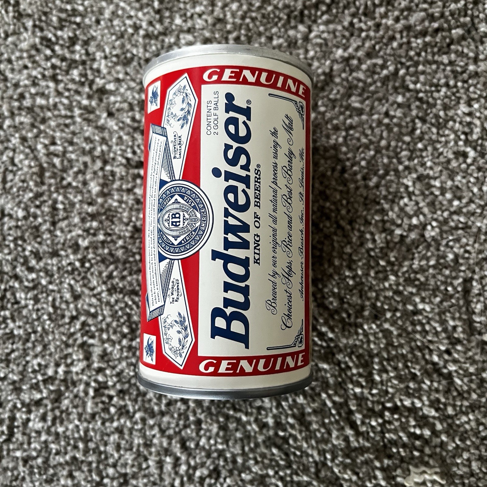 Vintage 70s Mini Budweiser Beer Can Golf Balls 4 Inch Tall Sealed Collectible