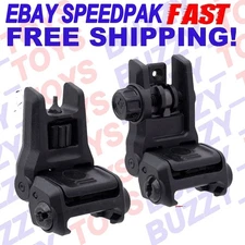 NEW Gen III Flip Up Sights Front & Rear Black Polymer 20mm Picatinny Mount