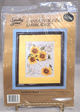 Vtg Something Special Candlewicking Embroidery Sunflower Basket 80237 1993 NIP