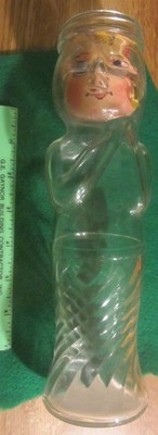 candy container 1930's glass 'Flapper Girl' w/ face bottle