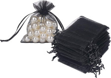 Black Organza Bags 3X4 Inch 100Pcs, Mesh Candy Bags Jewelry Gift Pouches Drawstr