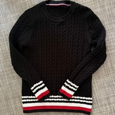 TOMMY HILFIGER 100 Cotton Crewneck Cable Knit Tennis Preppy Pullover Sweater M
