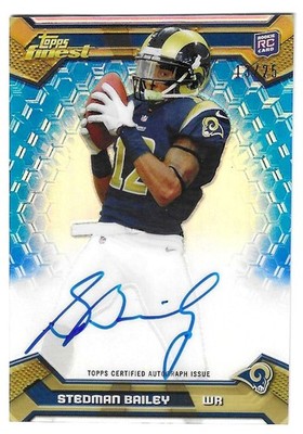 2013 Topps Finest #135 Stedman Bailey RC Rookie Blue Refractor Auto /25 Rams