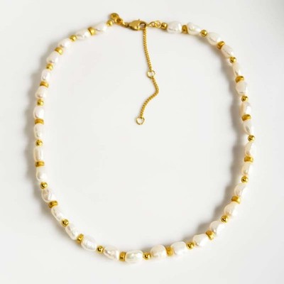 16'' Madewell Real Pearl Bead Necklace Gift Retro Women Party Vacation Jewelry