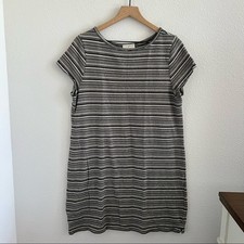 Ann Taylor LOFT Cotton Dark Stripe T-Shirt Dress Large
