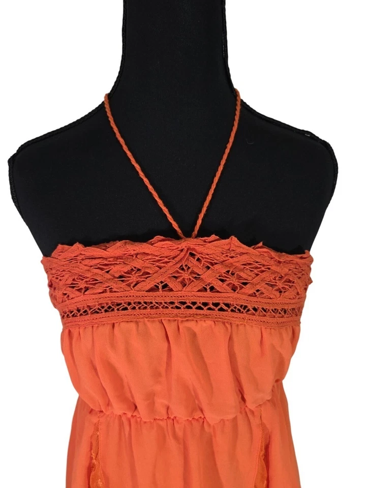 Vestido Halter Boho Babydoll Y2K Flying Tomate Naranja Hada Alto Bajo Talla L  Foto 3 de 4