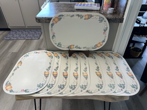 10 Vintage Corelle Abundance Fruit Coordinates Vinyl Placemats Place Mat  Used