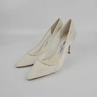 JIMMY CHOO Romy White Lace Seethrough Mesh 85mm Heel Pumps New & Authentic