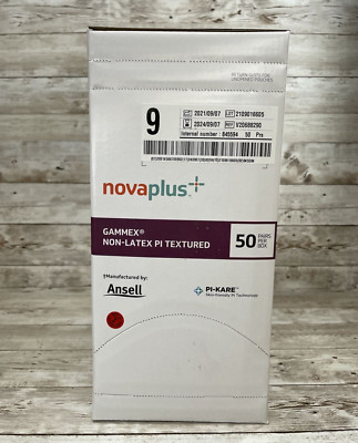 Gammex NovaPlus Non-Latex PI Textured Surgical Glove *1 Box* Size: 9 *See Date*