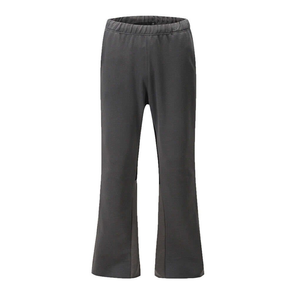 Mens Womens Flared Pants Elastic Waist Two Tone Splice Sweatpants Trousers