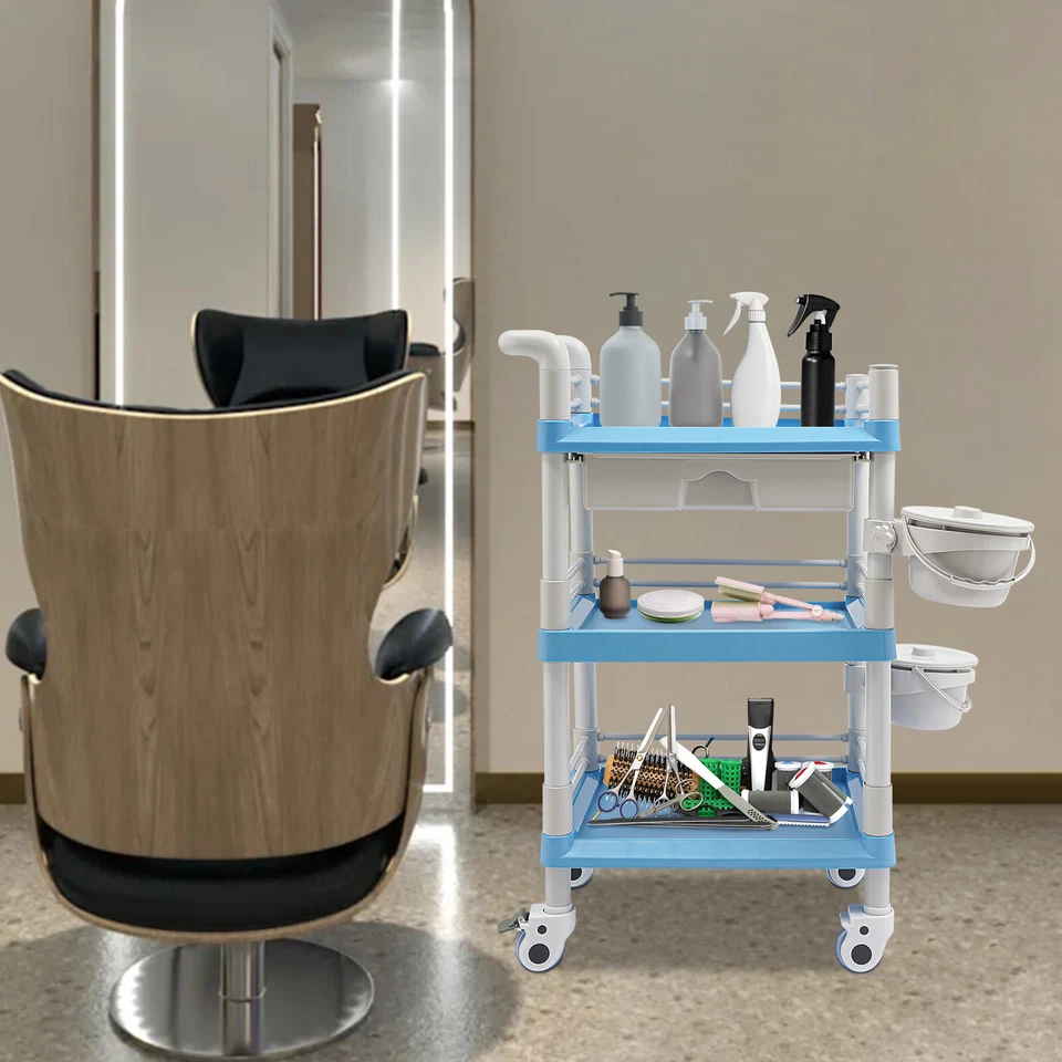 Carro de almacenamiento de salón de 3 niveles organizador de belleza móvil carro de almacenamiento móvil ﻿ Foto 3 de 4