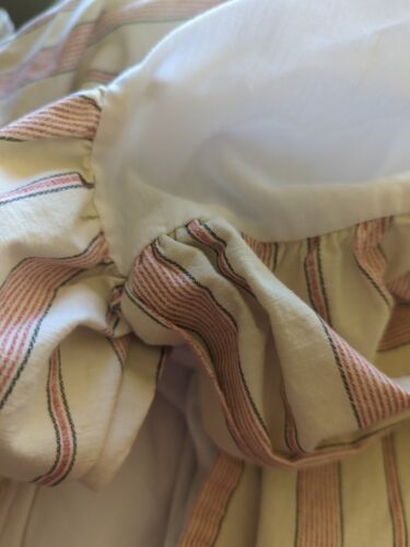 Chaps French Riviera Red Navy Stripe Queen Bed skirt 14.25" Drop Split Corners