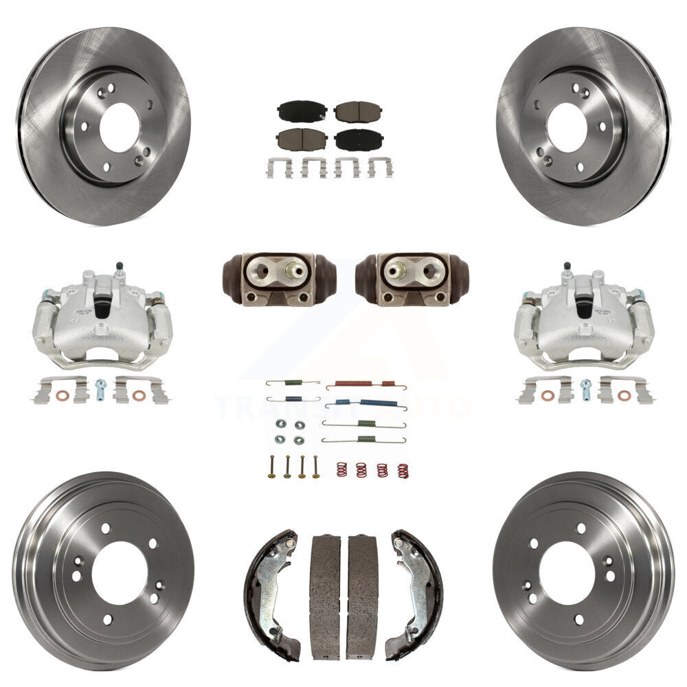 Front Rear Brake Caliper Rotor Drum Ceramic Pad Shoe Cylinder Hardware Kit